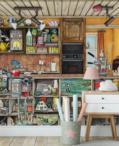quirky kitchen wallpaper