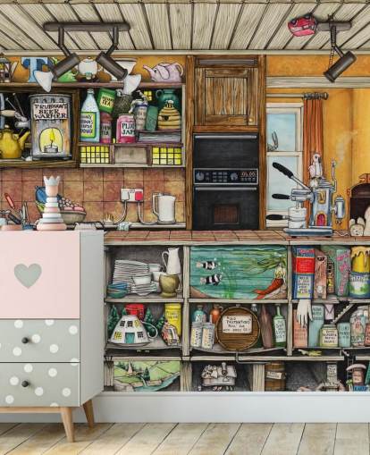 quirky kitchen wallpaper