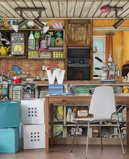 quirky kitchen wallpaper