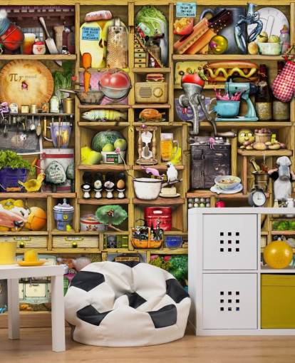 kitchen shelves wall mural