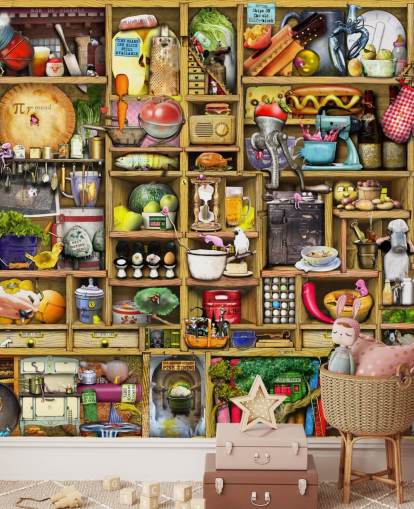 kitchen shelves wall mural