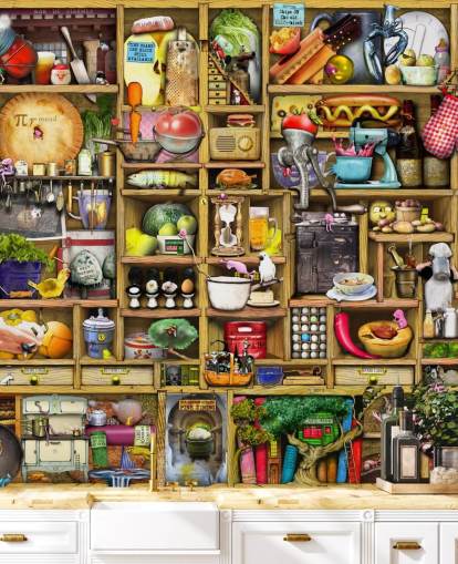 Wandbild mit Küchenregalen