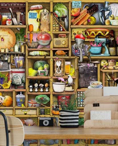 Wandbild mit Küchenregalen Wandbild mit Küchenregalen