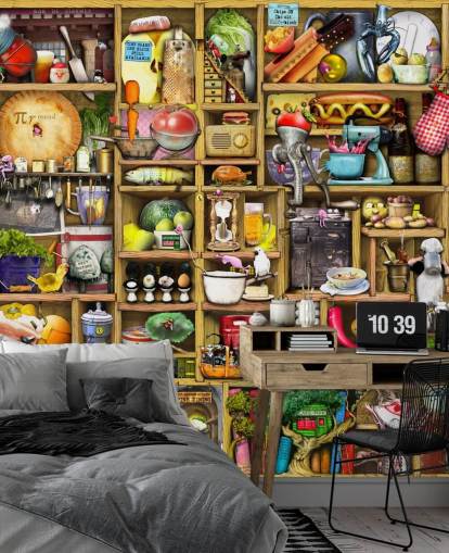 Wandbild mit Küchenregalen Wandbild mit Küchenregalen
