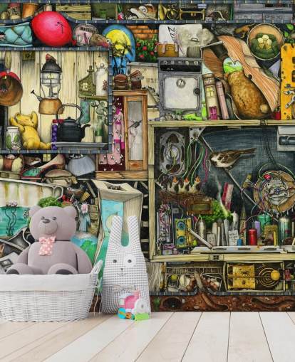 papel pintado de estanterías extravagantes