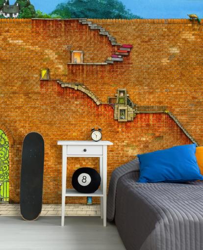 mur avec escaliers sur le côté papier peint