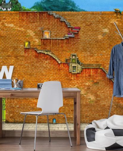 pared con escaleras en el fondo de pantalla lateral