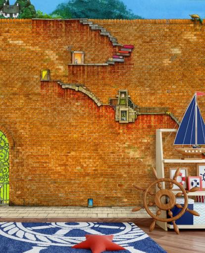 wall with stairs on the side wallpaper