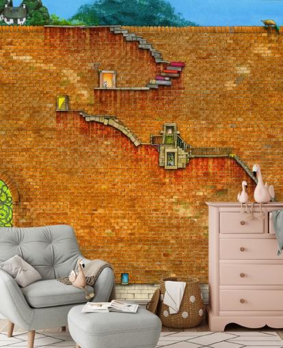 pared con escaleras en el fondo de pantalla lateral