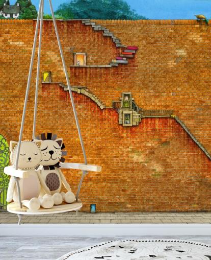 wall with stairs on the side wallpaper