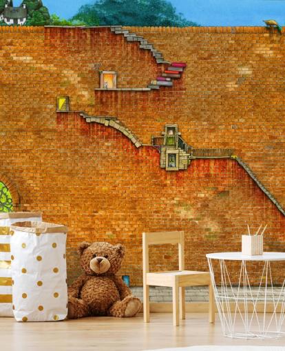 pared con escaleras en el fondo de pantalla lateral