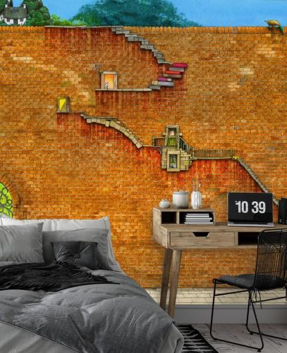 mur avec escaliers sur le côté papier peint