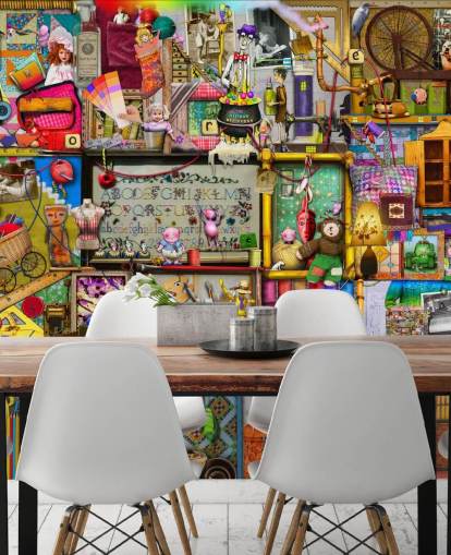 papel pintado de estantería de fantasía