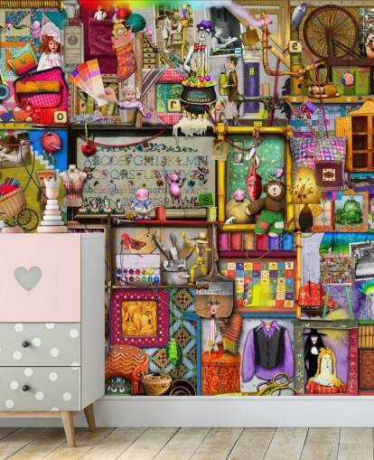 fantasie boekenplank behang