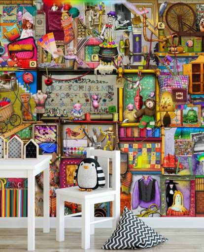 fantasie boekenplank behang