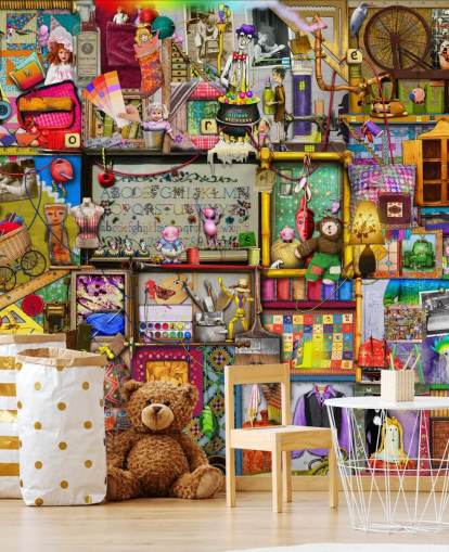 fantasie boekenplank behang