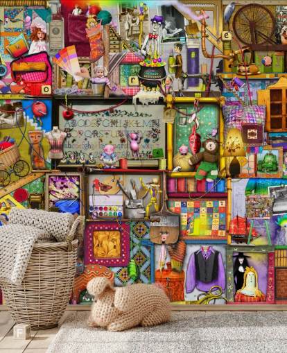 papel de parede de estante de fantasia
