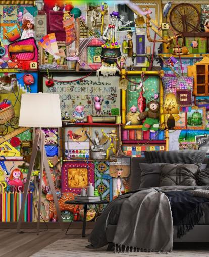 papel pintado de estantería de fantasía