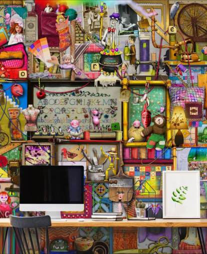 fantasy bookshelf wallpaper