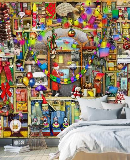 papel de parede de estante de natal