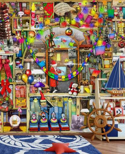 papier peint d'étagère de Noël