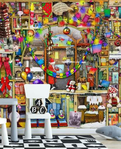 papier peint d'étagère de Noël