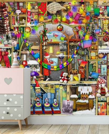 papel de parede de estante de natal