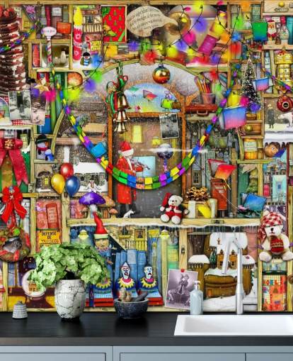 papel de parede de estante de natal