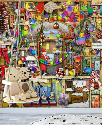 papier peint d'étagère de Noël