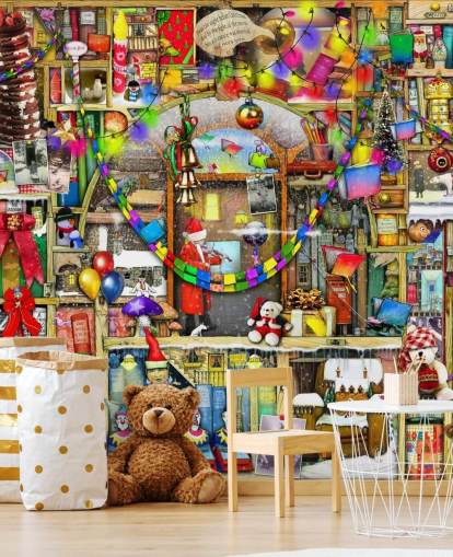 papier peint d'étagère de Noël papier peint d'étagère de Noël