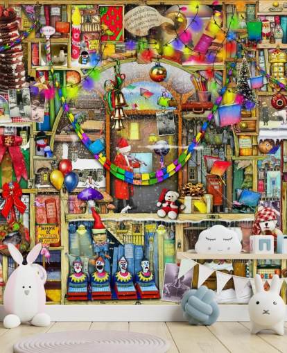 papel de parede de estante de natal