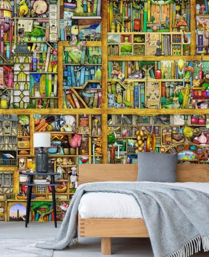 Colorful Bookshelf Wallpaper