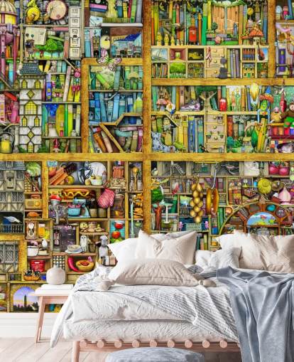 Colorful Bookshelf Wallpaper Colorful Bookshelf Wallpaper