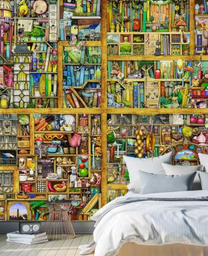 Colorful Bookshelf Wallpaper