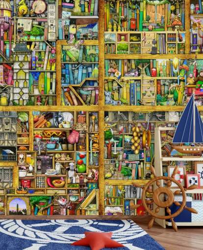 Colorful Bookshelf Wallpaper