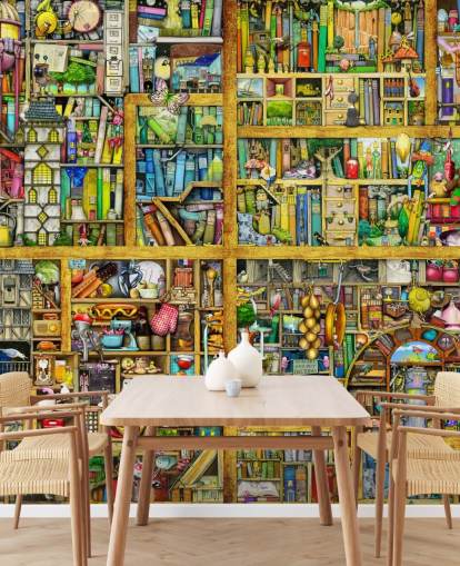 Colorful Bookshelf Wallpaper