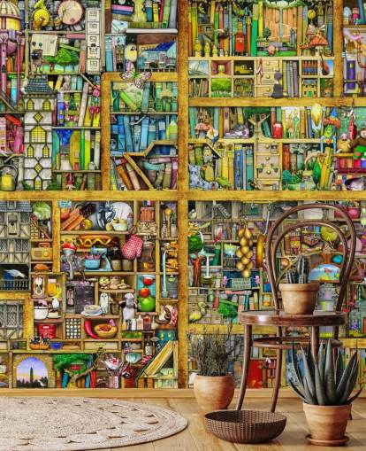Colorful Bookshelf Wallpaper