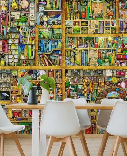 Colorful Bookshelf Wallpaper