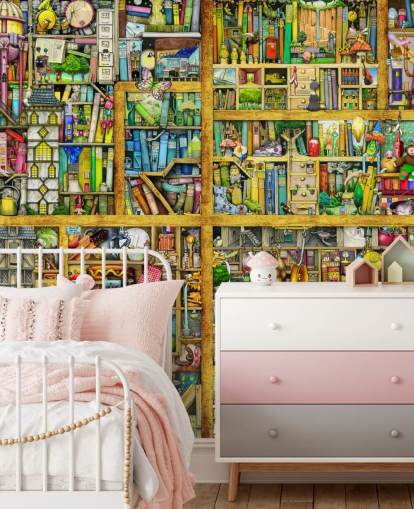 Colorful Bookshelf Wallpaper