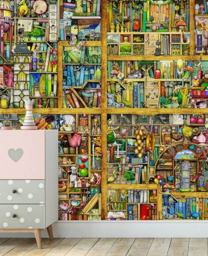 Colorful Bookshelf Wallpaper