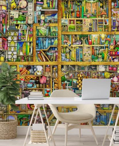 Colorful Bookshelf Wallpaper