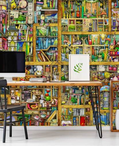 Colorful Bookshelf Wallpaper Colorful Bookshelf Wallpaper