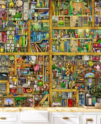 Colorful Bookshelf Wallpaper