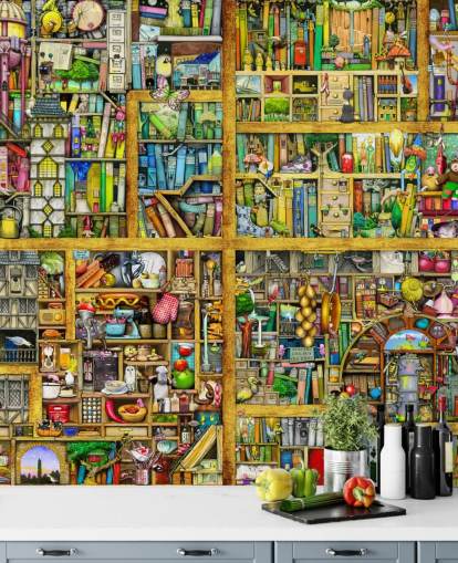 Colorful Bookshelf Wallpaper