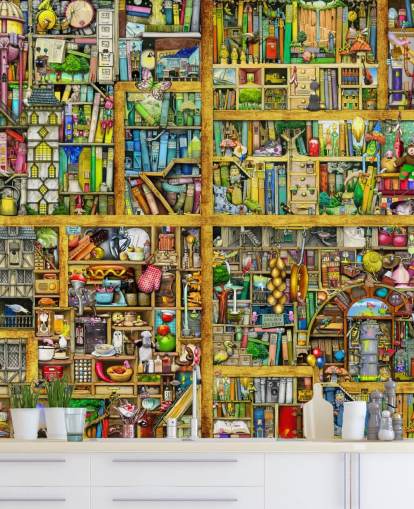 Colorful Bookshelf Wallpaper