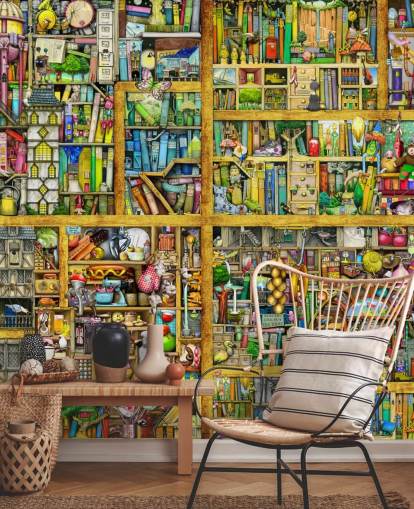 Colorful Bookshelf Wallpaper
