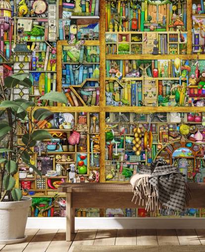 Colorful Bookshelf Wallpaper