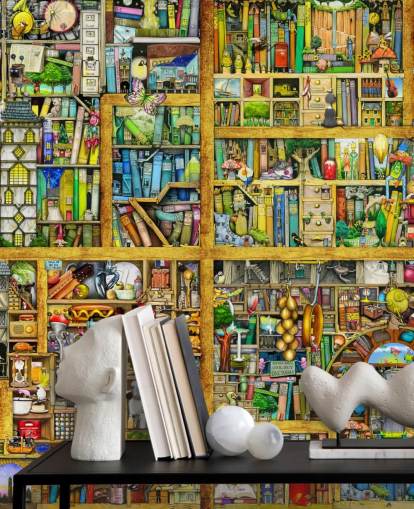 Colorful Bookshelf Wallpaper