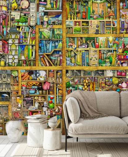 Colorful Bookshelf Wallpaper