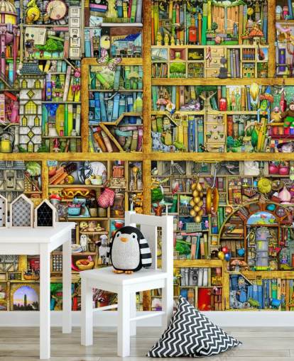 Colorful Bookshelf Wallpaper Colorful Bookshelf Wallpaper